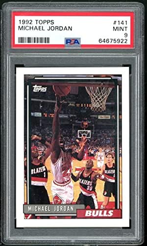 1992-93 Topps 141 Michael Jordan PSA 9 כרטיס כדורסל מדורג NBA שיקגו בולס 1992-1993 92-93 מנטה