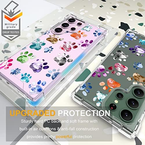 Endiy Samsung Galaxy S23 Ultra Case Paws כלבים חמודים לנשים נערות מעצבות מעצבות טלפון ברור עם
