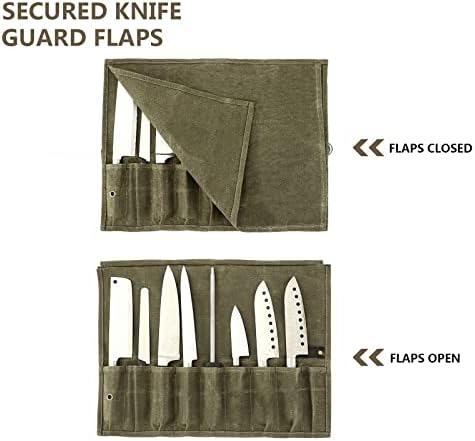שף של סכין רול מקרה עם 9 חריצים,שעווה בד שף סכין תיק, נייד נסיעות שף סכין מקרה עם חגורת עור,סכיני