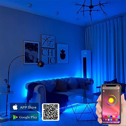 אורות רצועת LED של KAPATA RGB 32.8ft, רצועות אור חכמות בקרת אפליקציות Bluetooth ובקר מרחוק, אורות חבל