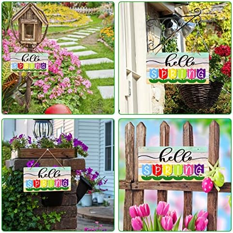 Patcee שלום שלט דלת האביב, 6 x12 צבעוני פרחים אביב עיצוב תלייה שלט קפיץ שלט קבלת פנים לדלת הכניסה קיר קיר