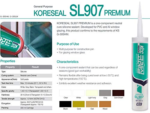 Roserosa Koreseal רב -מטרה איטום SL907 Premium Silicone Caulk איטום זיגוג כללי.