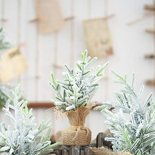 Wakauto שולחן מיני עץ חג המולד עץ חג המולד לא מלא מלאכותי עץ אשוחית מיניאטורה עץ אורן שלג עצי