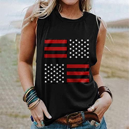 גופיות קיץ לנשים אמריקאיות דגל אמריקאי ללא שרוולים עם שרוולים 4 ביולי חולצות T פטריוטיות מתנה ליום העצמאות