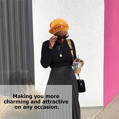 דרישון טורבן אפריקני נקשר מראש מראש חרוזים צמה עטיפת ראש עטיפת כיפה לנשים שחורות כובע סרטן כימיה
