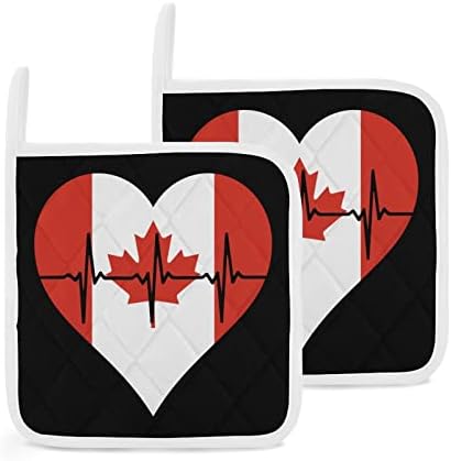אהבה מחזיקי סיר פעימות לב קנדה 8x8 רפידות חמות עמידות בפני חום הגנה על שולחן העבודה למטבח בישול 2