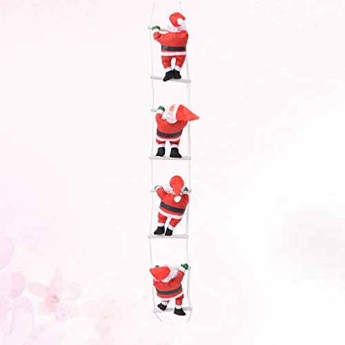 צעצוע ארבעה סנטה קלאוס טיפוס על חבל סולם עץ חג המולד תליית תליון