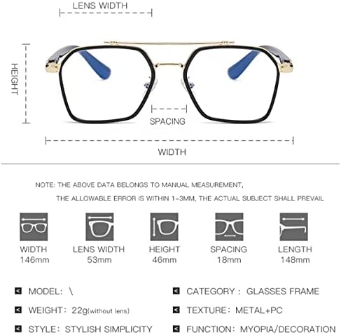 סיטונאי כיכר פאנק כחול אור חסימת משקפיים נשים קל משקל מסגרת מחשב גדול משקפיים טק1010 )