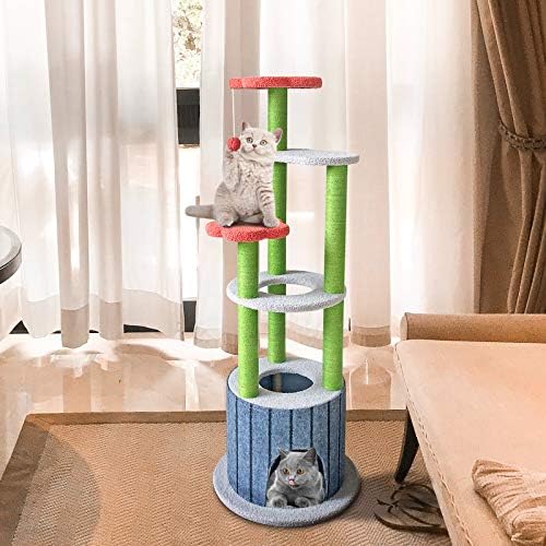 Sennaux 51in עץ החתול עץ החתול רב-מפלס מגדל חתול חתול דירה פעילות חתול עץ עם סיסל מגרד פוסט חתול
