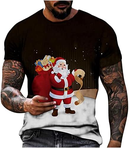 גברים אופנה שרוול קצר צווארון חולצות חג מולד מצחיק מתנה 3D סנטה קלאוס הדפס טי הדפס