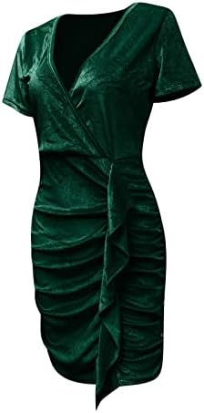 שמלת קיץ, אופנה סקסית בצבע אחיד מזדמן סקסי סקסי רזה מתאים לבגדי שמלת צוואר צווארון V