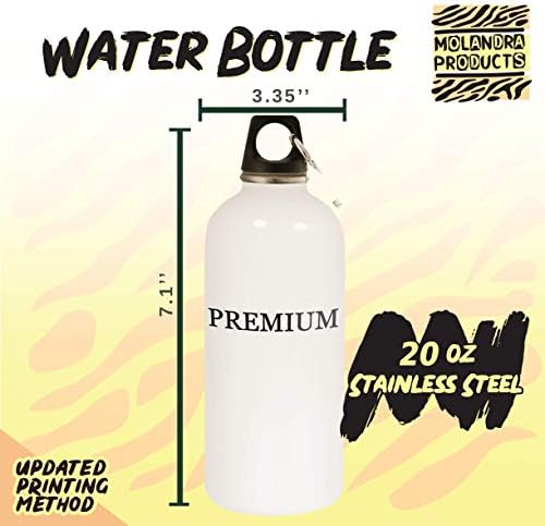 מוצרי Molandra Frailness - 20oz hashtag בקבוק מים לבנים נירוסטה עם קרבינר, לבן