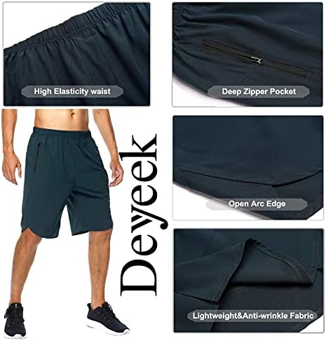 דיייק שחור שחור כחול אימון אתלטי אימון מפעיל מכנסיים קצרים כושר יבש מהיר קצר עם כיסי רוכסן