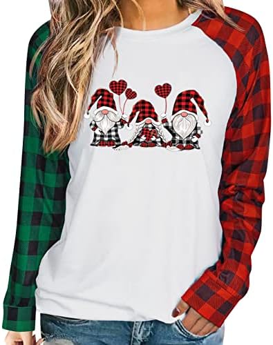 נשים חג המולד מודפס שרוול ארוך חולצה למעלה מקרית קומפי חולצות טי חולצה חולצות נשים