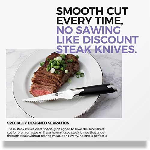 פוקסל הטוב ביותר 10 סכיני סטייק משוננים סט סכינים של 4, 8 או 12 - להב פלדה יפני עמיד בפני חלודה