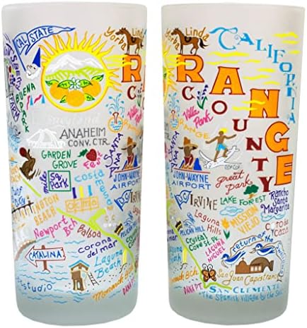 קאט סטודיו אורנג ' קאונטי שתיית זכוכית / גאוגרפיה בהשראת יצירות אמנות מודפסות על כוס חלבית