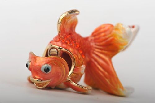 דגי זהב מעוטרים קופסת תכשיט סברובסקי