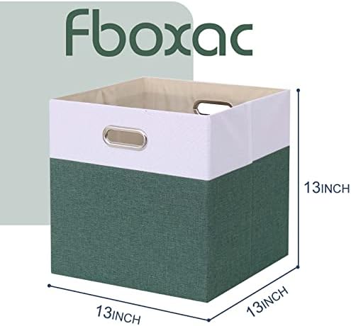 פחי אחסון של קוביית FBOXAC 13 × 13 קופסה מתקפלת של ספיז עם ידיות, סט הארגון המתקפל סט של 4 מגירת קיבולת