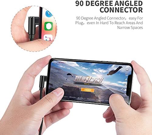 Hi-Mobiler iPhone Charger 3pack 6ft Blignning כבל זווית ימנית ברק טעינה תואם לאייפון 13/12/11/pro/xs