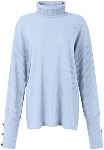 כפתור סוודר רופף קליל של נשים קרדיגן קל משקל כלפי מעלה שרוול ארוך בצבע אחיד חולצה תחתונה סוודרים
