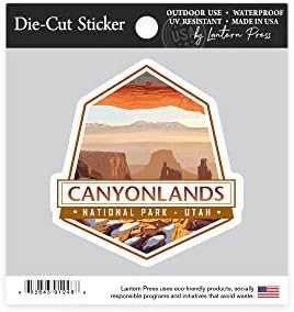 Die Cut Catch Canyonlands הפארק הלאומי, יוטה, קווי מתאר, מדבקה ויניל סדרת ציורית 1 עד 3 אינץ ', קטנה