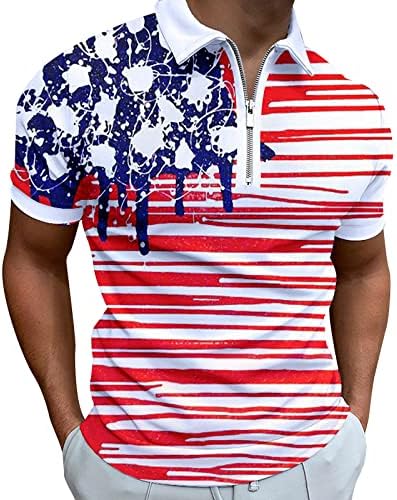 מיאשוי גליטר חולצה גברים גברים של אמריקאי דגל פטריוטית חולצה לגברים 4 של יולי שרירים להנמיך צווארון