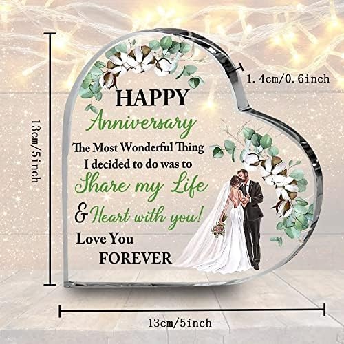 יום נישואים לב אקריליק פלאק עבור זוג מתנה,כותנה פרח קריסטל פלאק שולחן דקורטיבי, לוחות שולחן עבודה חתונה