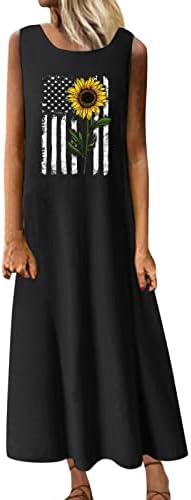 כותנה מקסי שמלות לנשים נשים קיץ כותנה בוהו מזדמן אופנה צווארון עגול שרוולים שמלה פרחוני שמלות