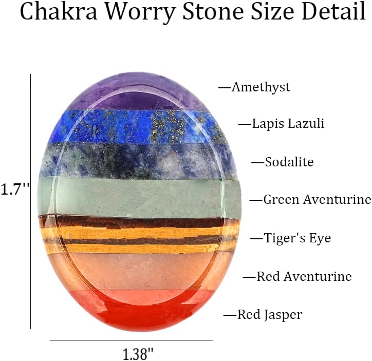 אגודל לדאוג אבן, 7 צ ' אקרה קריסטל לדאוג אבן עבור חרדה, קריסטל וריפוי אבן עבור טיפול הקלה מדיטציה