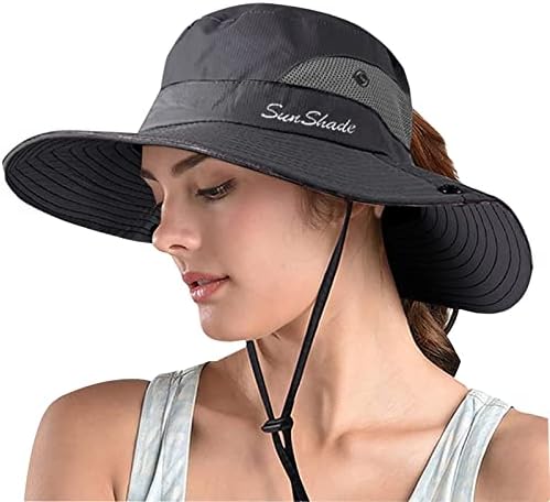 זורון קוקו לנשים ספארי כובע שמש, כובע דלי חיצוני של שולי UV, כובע דלי חיצוני, כובע דיג בקיץ חוף מתקפל