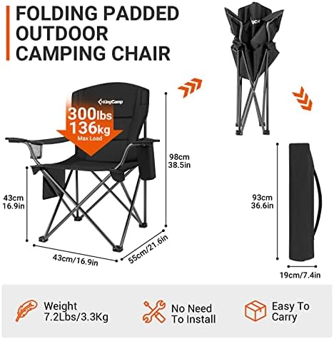 קינגקמפ כבד החובה גדול מדי מתקפל חיצוני נייד דשא מבוגרים תיק כיסא עם צידנית עבור מחוץ מחנה, ספורט, פיקניק,