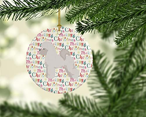 אוצרות קרוליין WDK1696CO1 קישוט קרמיקה של חג המולד שמח, קישוטים לעץ חג המולד לבית, קישוט תלוי לחג המולד, חג, מסיבה,