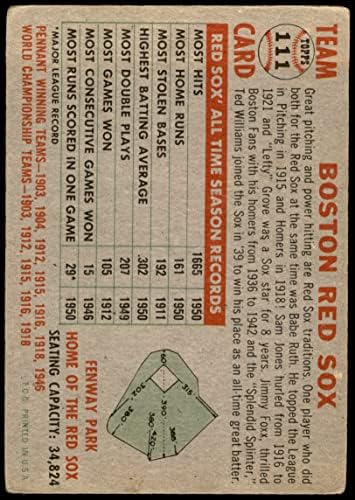 1956 Topps 111 Gry Red Red Sox Team Boston Red Sox Roed Red Sox