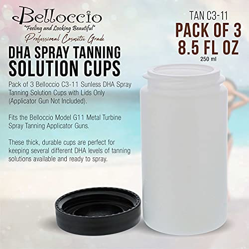 Belloccio C3-11 Sunless DHA Spiration Spiration פתרון כוסות עם מכסים - 8.5 גרם כוסות פלסטיק מתאימות