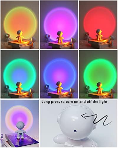 הקרנת מנורת שקיעה של Newhcte RL002, 7 צבעי RGB מחליפים מקרן נורות LED מנורת רצפה, סיבוב 360 מעלות
