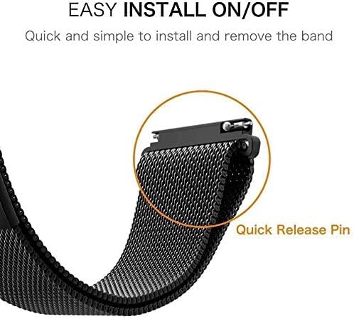 להקות Acestar 2pack תואמות את Samsung Galaxy Watch 3 להקות 45 ממ, 22 ממ להקות מטאל נירוסטה+להקות לולאת רשת