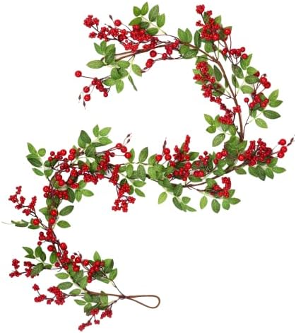 Sunnysdady 6ft Berry Gratificial Gracky Grecyer Garland, Berry Holly Mantle Garland עבור קישוט