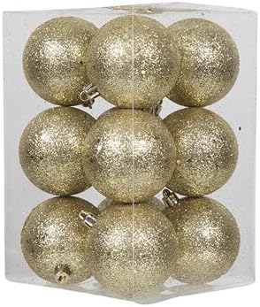 זהב גליטר כדור קישוטי עץ חג המולד קישוט 12 חתיכות