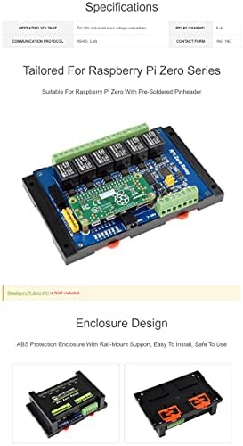 מודול ממסר תעשייתי בן 6 ערוצים לפטל Pi Zero WH, עם מקרה הגנה על ABS, RS485/CAN BUS, בידוד אספקת חשמל