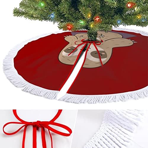יוגה חמודה מדיטציה עצלנית חצאית עץ חג המולד אדומה חצאית עץ חג המולד עגולה עם קצה משולב לקישוטים לחצר חיצונית
