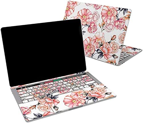 עור ויניל אלטרנטיבי תואם ל- MacBook Air 13 אינץ 'מק פרו 16 רשתית 15 12 2020 2019 2018 פרחים ורודים אפורים
