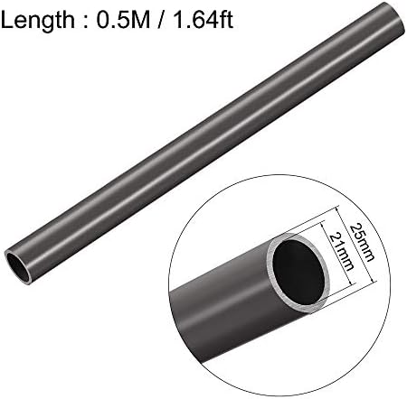 צינורות עגולים קשיחים של UXCell PVC, צינור מים גמיש פלסטיק 21 ממ מזהה x 25 ממ OD 0.5 מ ', אפור