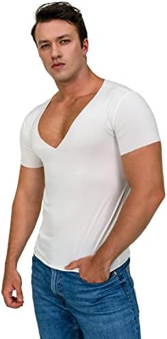 Avialan Deep v צוואר גופיות לגברים לבנים עם צווארון v שרוול קצר שרוול קצר גודל של חולצת טש-גברים ל- xl xxl