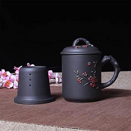 Dodouna Retro מסורתית סינית סגולה סינית ספל תה עם מכסה Infuser כוס תה כוס תה יצירתית משרד כוס תה משקה מתנה 400