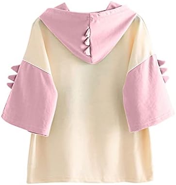 קפוצ'ון דינוזאור חולצות טורטות לנשים בנות בנות חמודות שרוול קצר חמוד חולצות