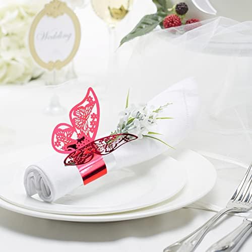 טבעות מפיות סט של 50, חלול פרפר נייר מפית מחזיק טבעת למסיבת חתונה אירוע חג המולד ארוחת ערב חג המולד עדין