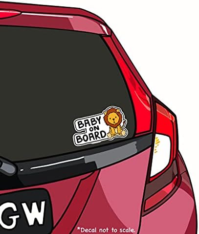 Giggles & Wiggles Baby על הסיפון אריה - מדבקה חלון מכונית מדבקות ויניל - עיצוב בעלי חיים ייחודי חמוד