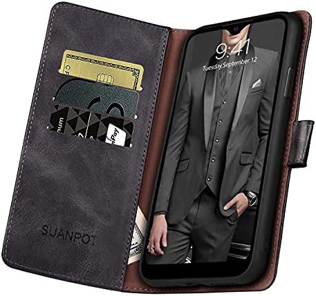 Suanpot עבור סמסונג גלקסי A42 5G עם RFID חוסם ארנק עור מארז מחזיק כרטיסי אשראי, הפוך ספר פוליו טלפון