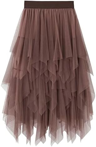 גובה אלסטית צבעית שמלה גבוהה רשת מותניים רשת ארוכת סדירה שמלת שמלה פלוס פלוס גודל חצאיות קו לבנות חצאיות טוטו