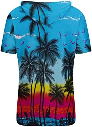 חולצות טריקו עם ברדס מזדמן של גברים חולצת חוף הוואי הדפס גרפי שרוולים קצרים בקיץ סוודר אופנה חולצה
